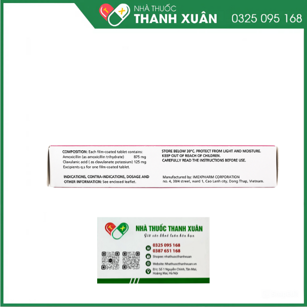 Thuốc Claminat 1g Imexpharm điều trị nhiễm khuẩn